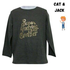 Cat & Jack Long Sleeve T Shirt Boys Size 12M “Super Amazing Brother” Graphic Tee